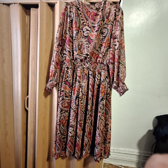 NWT MSK Plus Size 2X Long Sleeve Fit & Flare Dress - Picture 1 of 2
